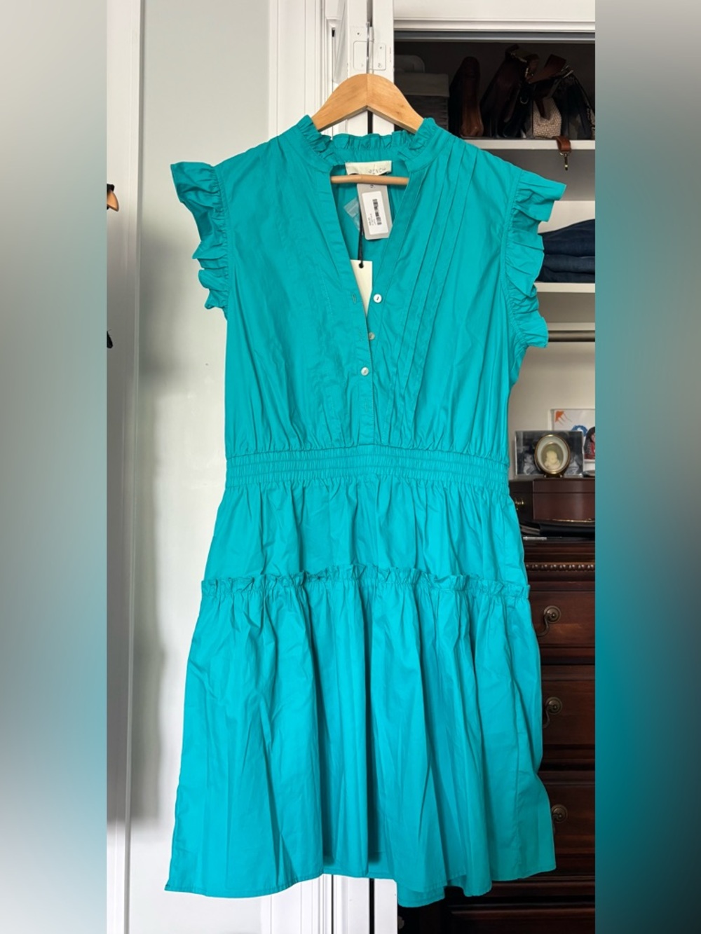 Pinch Teal Ruffled Tiered Dress